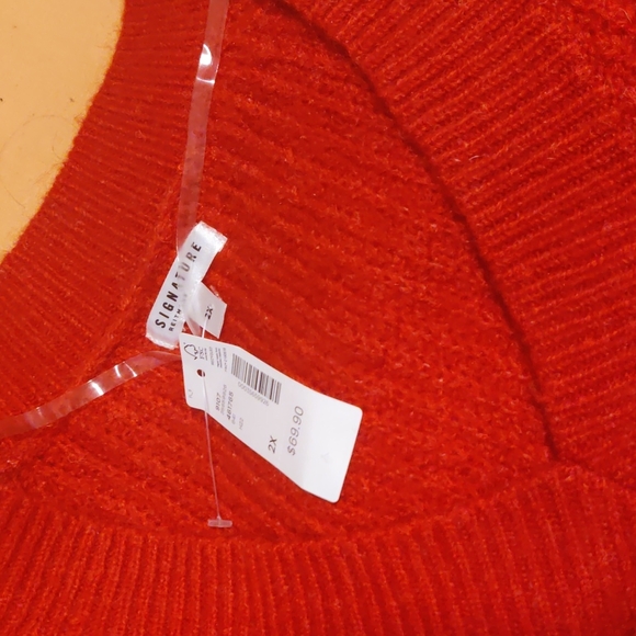 Red pink gradient V-neck balloon sleeves sweater - Picture 4 of 5